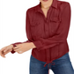 Bar III Women's Tie Hem Button Front Top Bronze Size S