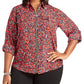 Michael Kors Women's Plus Woodland Leaf Blouse Printed Zip Front Red Size 0X