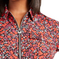 Michael Kors Women's Plus Woodland Leaf Blouse Printed Zip Front Red Size 0X