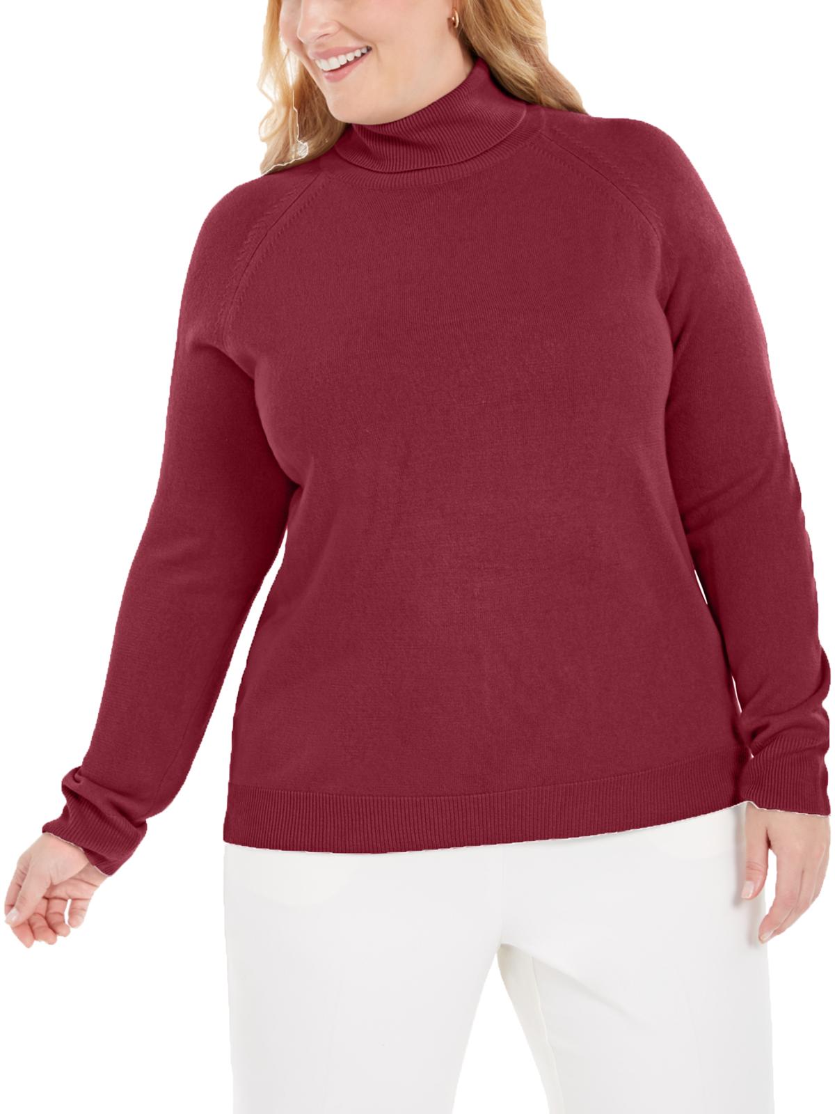 Karen Scott Women's Plus Turtleneck Luxsoft Sweater Maroon Size 0X