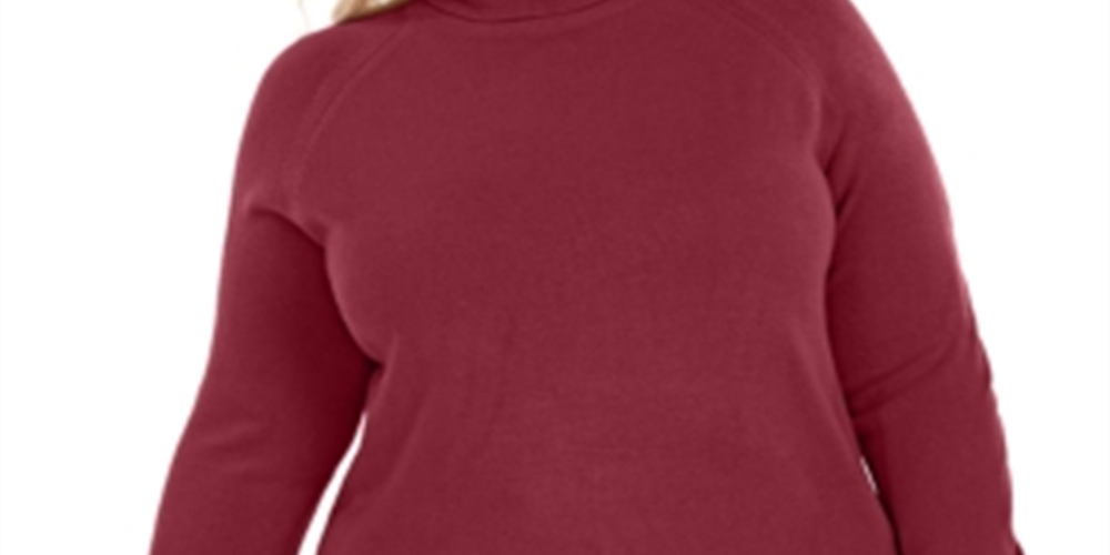 Karen Scott Women's Plus Turtleneck Luxsoft Sweater Maroon Size 0X