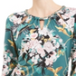 JM Collection Women's Printed Chain Neck Top Green Floral Size Petite S