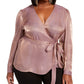 INC International Concepts Women's Plus Snake Embossed Faux Wrap Top Pale Mauve Size 0X