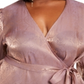 INC International Concepts Women's Plus Snake Embossed Faux Wrap Top Pale Mauve Size 0X