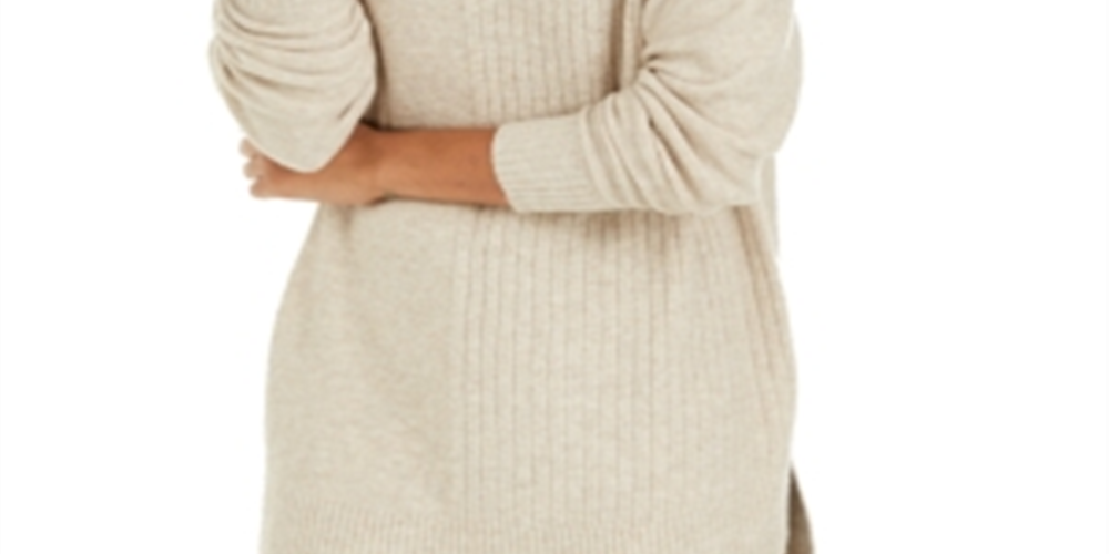 Style & Co Women's Ribbed Turtleneck Sweater Wheat  Size Petite S
