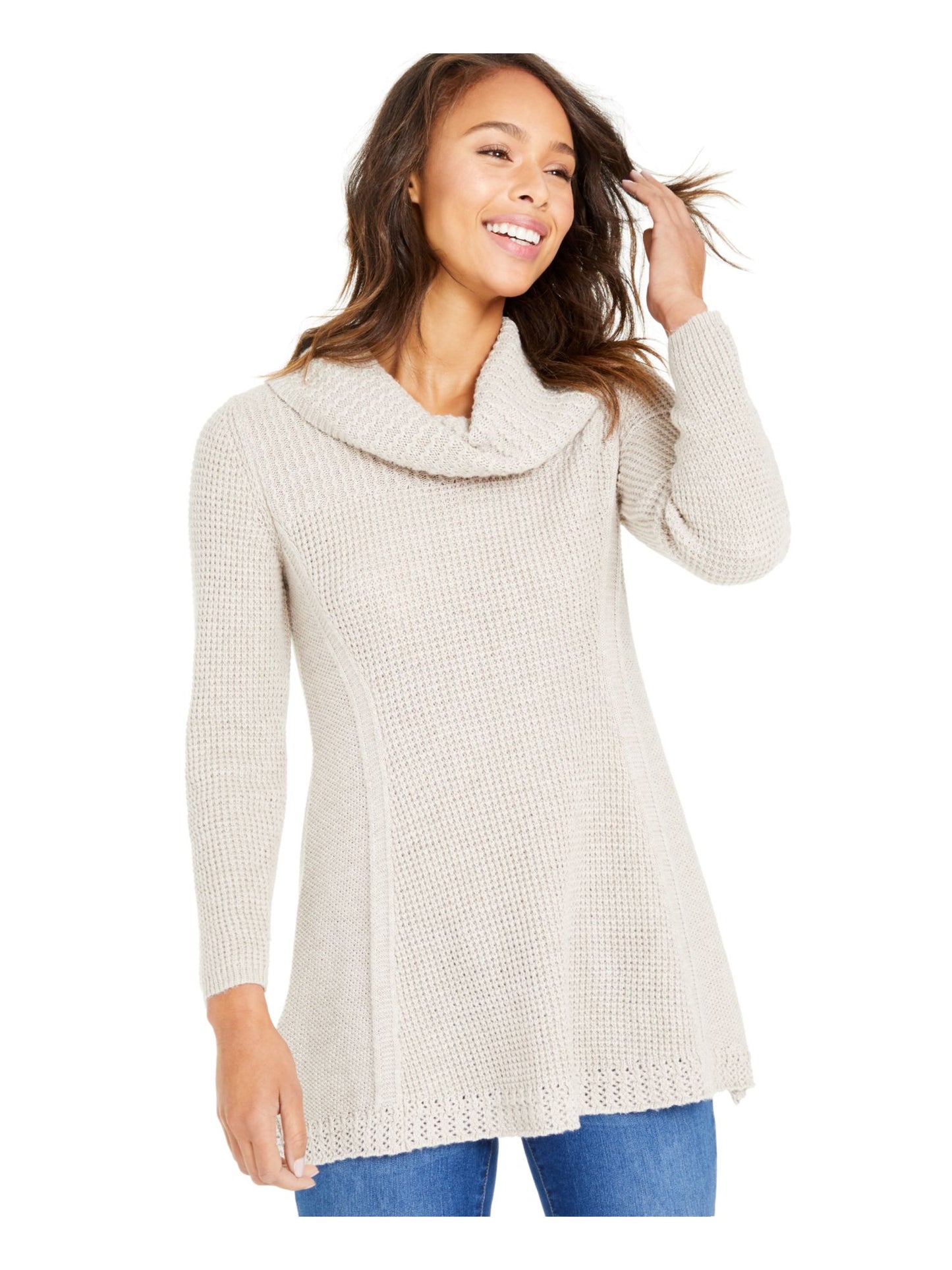Style & Co Women's Solid Long Sleeve Crew Neck Blouse Sweater Brown Size Petite X-Large