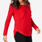 INC International Concepts Women's Waffle Knit Side Zip Tunic Sweater Red Size Petite L