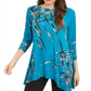 Alfani Women's Printed Swing Top Blue Size Petite XL