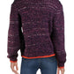 Free People Women's Marled Contras Trim Cardigan Sweater Purple Size Large