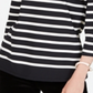Charter Club Women's Striped Floral Print Top Black-Yellow  Size -Petite L