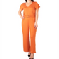 NY Collection Women's Belted Jumpsuit Amber Orange Size Petite XL