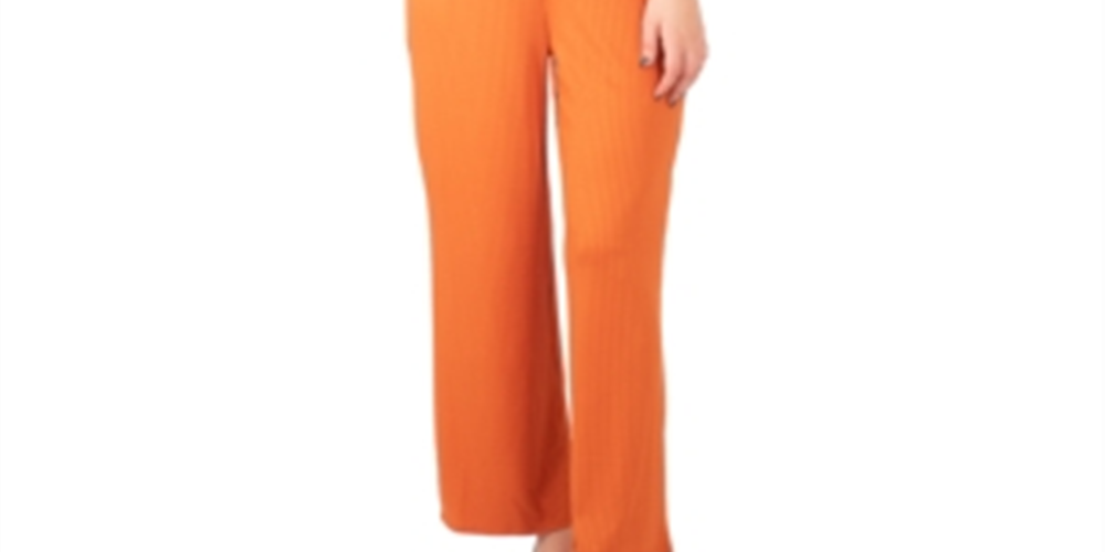NY Collection Women's Belted Jumpsuit Amber Orange Size Petite XL