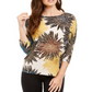 Alfani Women's Printed Boat Neck Top Yellow Floral Size Petite S