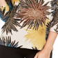 Alfani Women's Printed Boat Neck Top Yellow Floral Size Petite S
