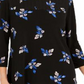 Charter Club Women's Floral Pintucked Top Black Size Petite Large
