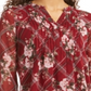 Charter Club Women's Mixed Print Split Neck Top Red Floral Size Petite L