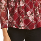 Charter Club Women's Mixed Print Split Neck Top Red Floral Size Petite L