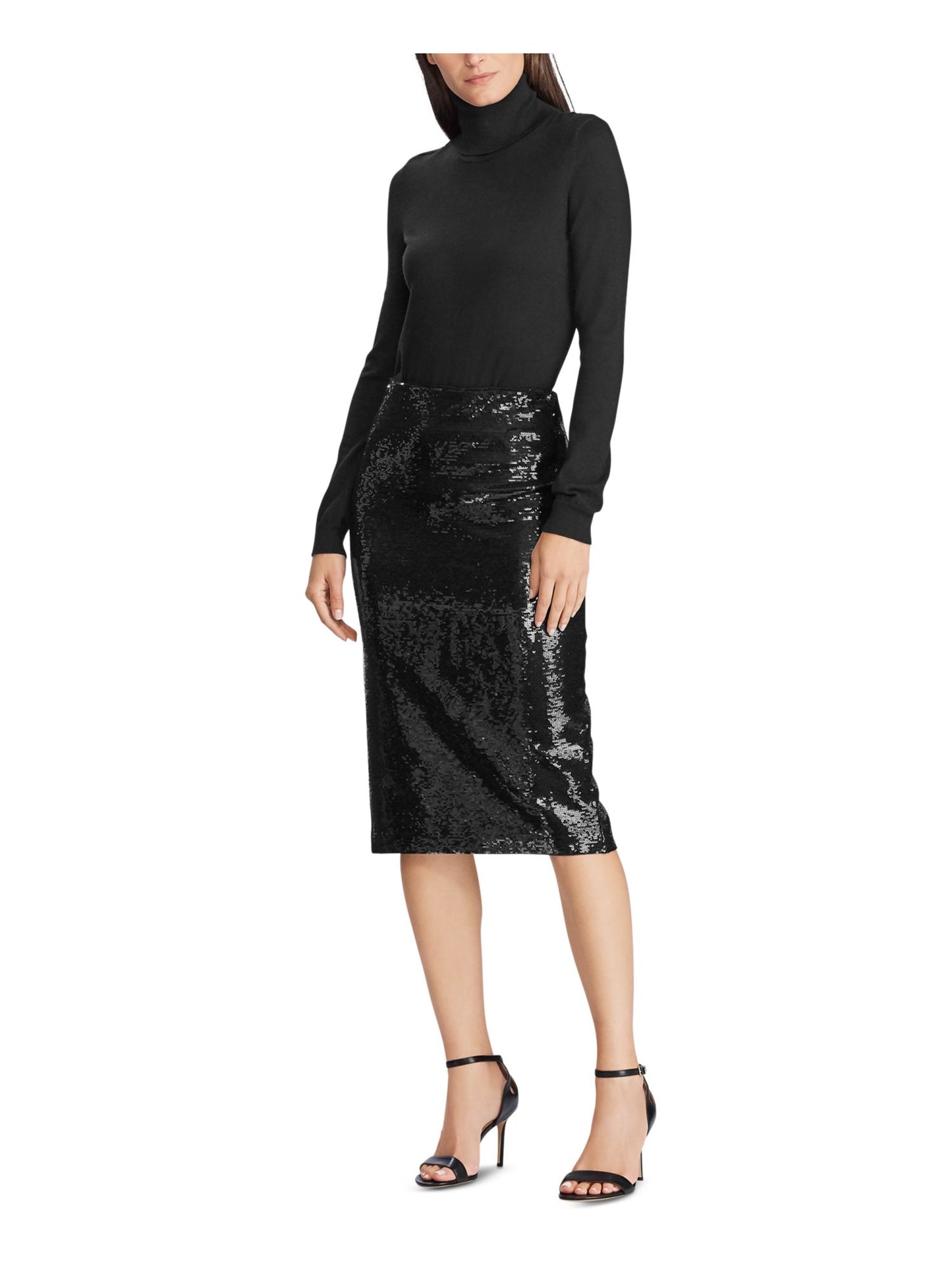 Ralph Lauren Women's Sequined Pencil Skirt Black Size Large