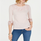 Charter Club Women's Bell Sleeve Embroidered Top Pink Size Petite XL