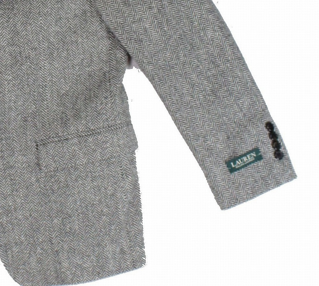 Ralph Lauren Men's Suit Jacket Notch Collar Wool Black Size 44 S
