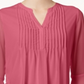 Charter Club Women's Double Ruffle Solid Pintuck Top Pink Size Petite Large