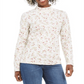 Karen Scott Women's Wheat Fields Printed Mock Neck Top White Size Petite S
