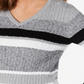 Karen Scott Women's Cotton Striped Cable Knit Sweater Black/Grey Size Petite S/M