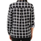 NY Collection Women's Printed Roll Tab Sleeve Blouse Black Size Medium