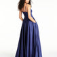 B. Darlin Women's V Neck Satin Gown Blue Size 11/12