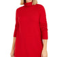 Style & Co Women's Exposed Seam Mock Neck Tunic Sweater Red Size X-Small