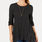 Style & Co Women's High Low Tunic Sweater Gray Size Medium