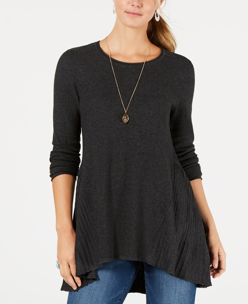 Style & Co Women's High Low Tunic Sweater Gray Size Medium