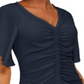 INC International Concepts Women's Ruched Front Top Navy  Size Petite L
