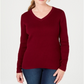 Karen Scott Women's Ribbed Knit Cotton Sweater Merlot Size Petite S/M