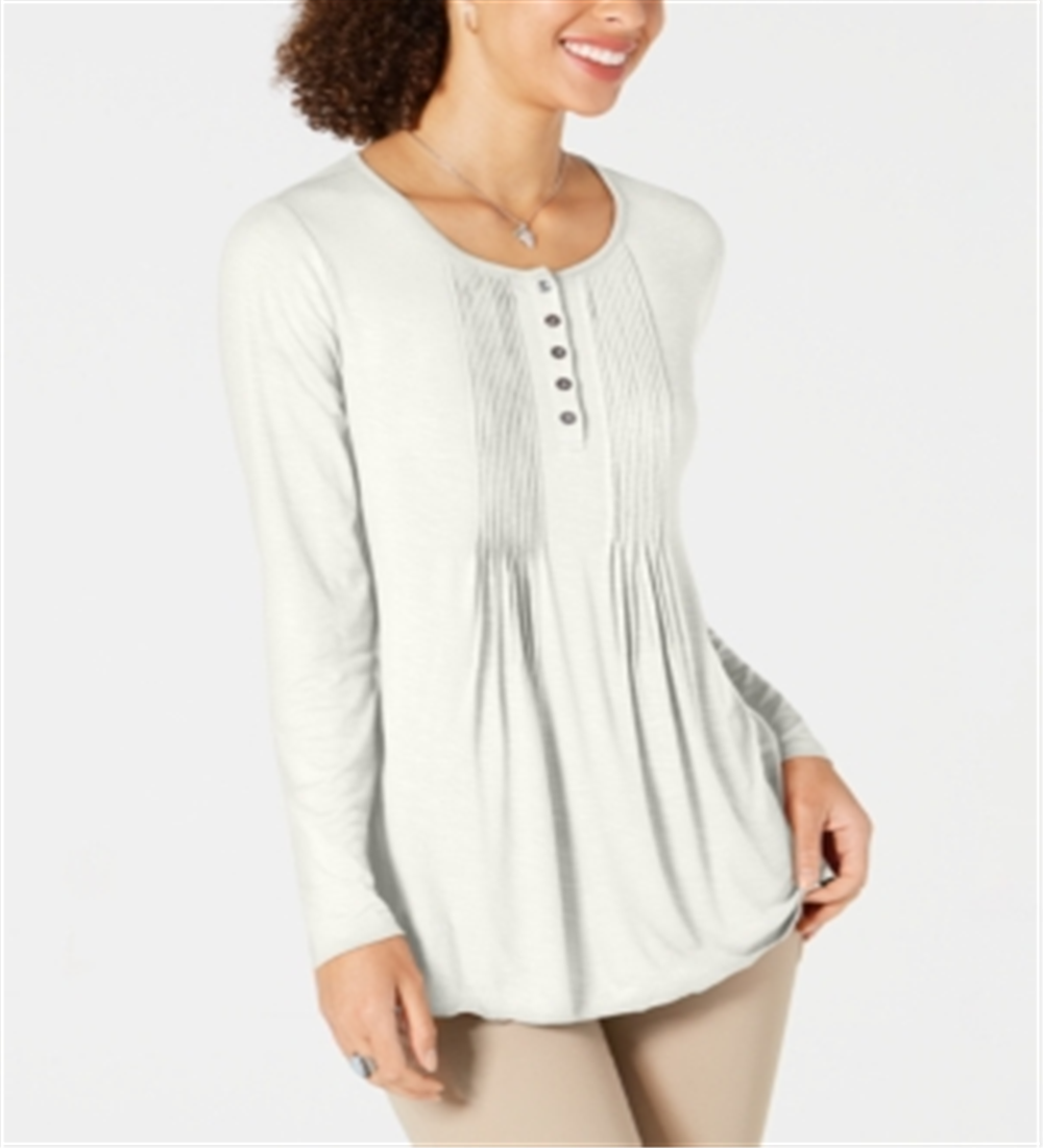 Style & Co Women's Pintuck Top Olive Size Petite S