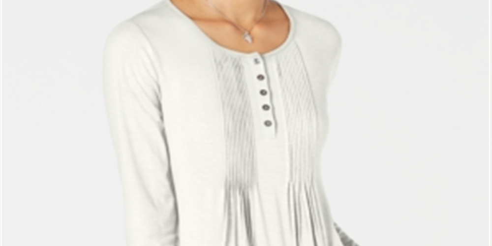 Style & Co Women's Pintuck Top Olive Size Petite S
