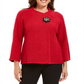 JM Collection Women's Wrap Front Brooch Sweater Blazer Red Size Petite L