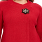JM Collection Women's Wrap Front Brooch Sweater Blazer Red Size Petite L