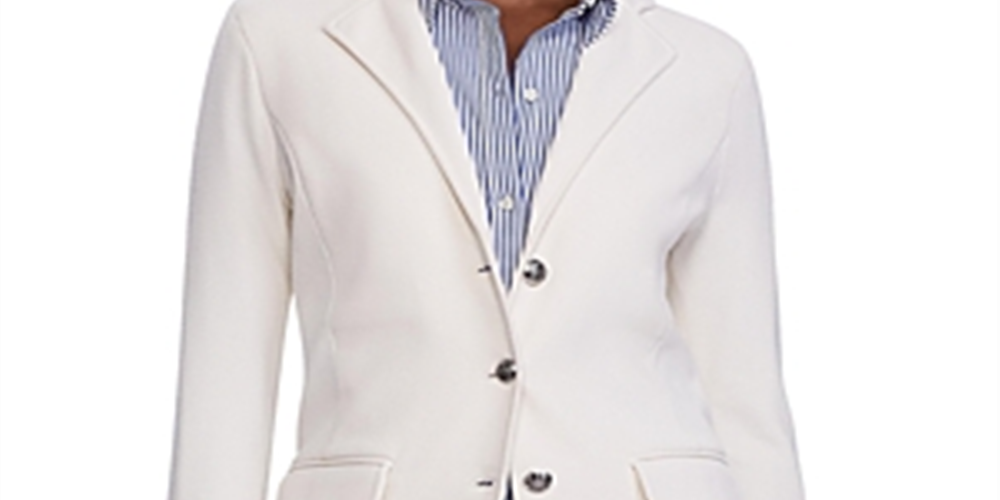 Ralph Lauren Women's Slim Fit Knit Blazer Ivory Size X-Large