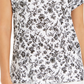 Charter Club Women's Linen Floral Print Boat Neck Top  Black Size Large