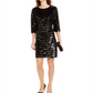 INC International Concepts Women's Sequinned Velvet Sheath Dress Black Size Petite L