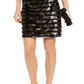INC International Concepts Women's Sequinned Velvet Sheath Dress Black Size Petite L