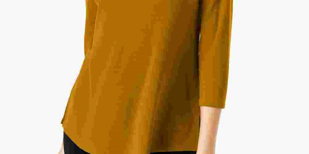 Alfani Women's Buckle Detail Tunic Gold Size PM