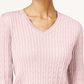 Karen Scott Women's Solid Cable Knit V Neck Sweater  Pink Size X-Large