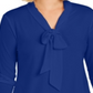 Charter Club Women's Tie Neck Crepe Top Blue Size Petite Small