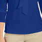 Charter Club Women's Tie Neck Crepe Top Blue Size Petite Small