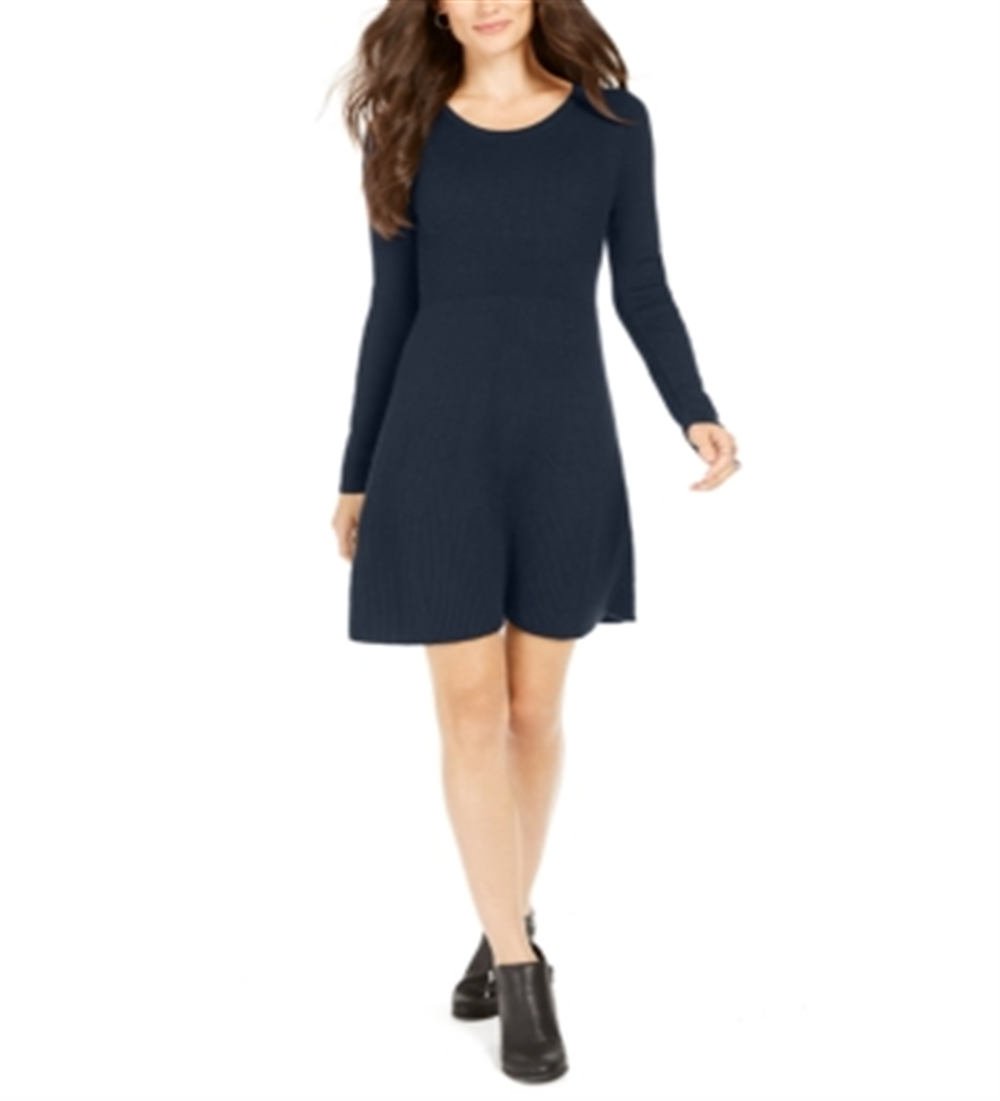 Style & Co Women's Ribbed Sweater Dress Blue Size Petite XL