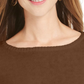 Style & Co Women's Ribbed Patterned Long Sleeve Jewel Neck Blouse Sweater Brown Size Petite Large