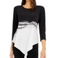 Alfani Women's Asymmetrical Stretch Blouse Black Size Small