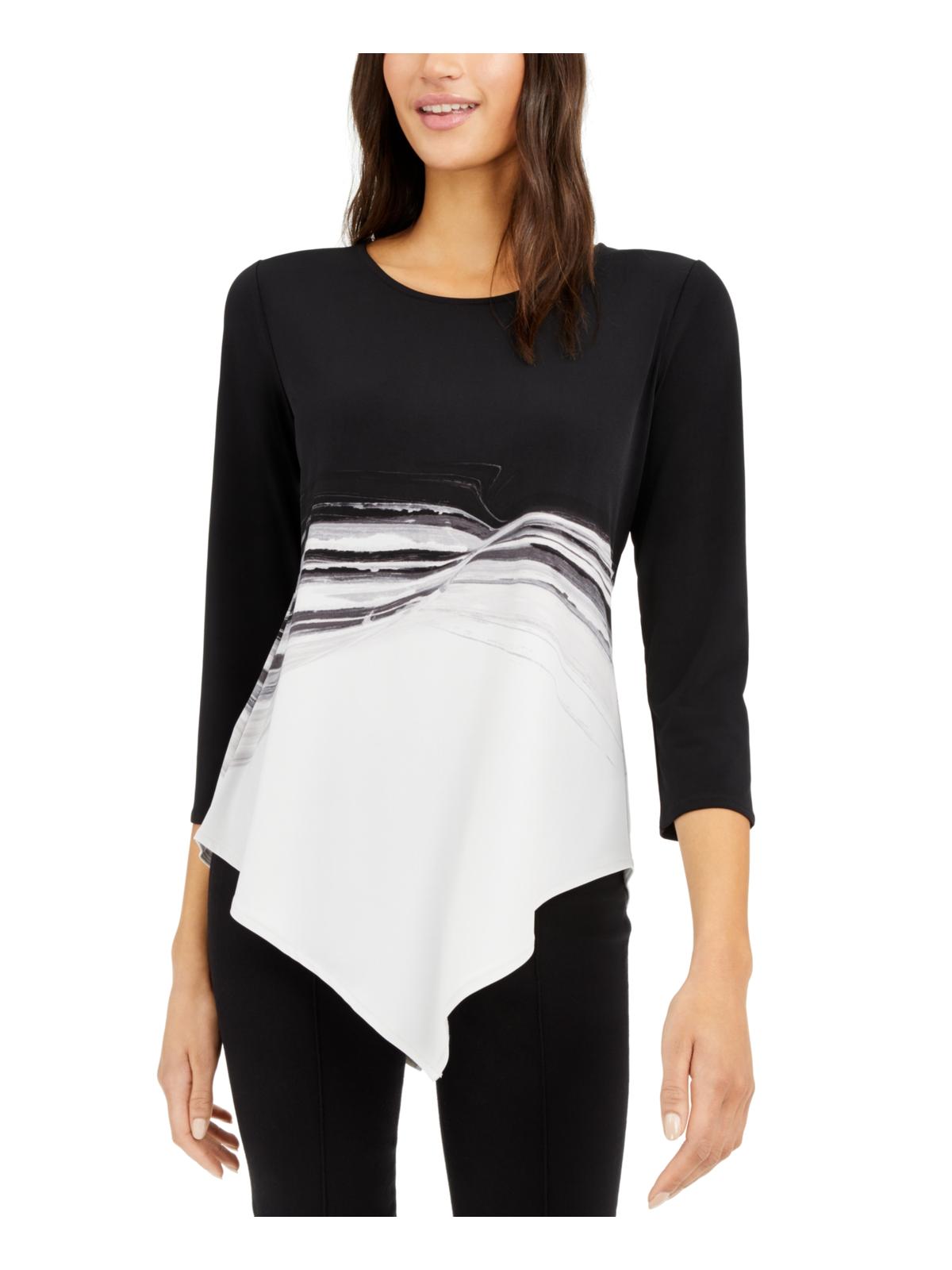 Alfani Women's Asymmetrical Stretch Blouse Black Size Small
